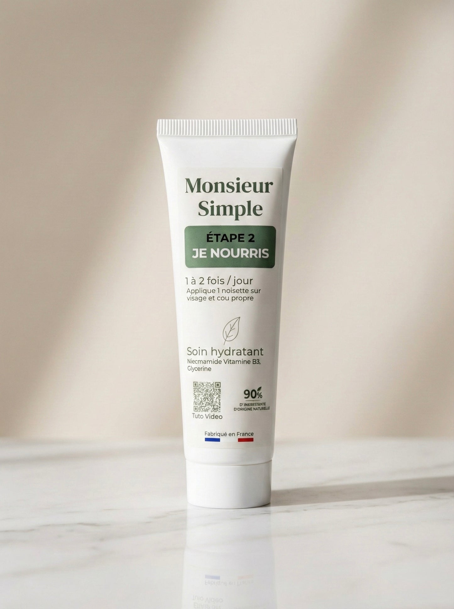 Soin visage homme nettoyant hydratant nourrissant Monsieur Simple bouton